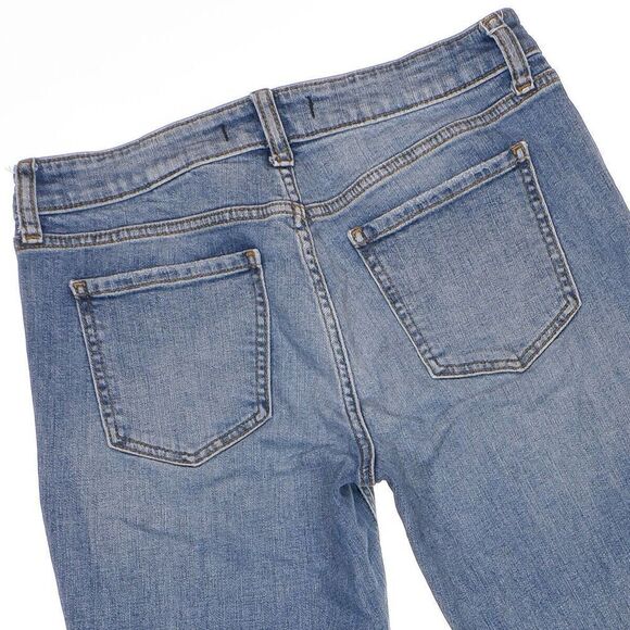 Eunina Jeans Juniors 7 Frankie Mid Rise Girlfriend Destroyed Blue Denim 29x26.5 - Picture 4 of 10